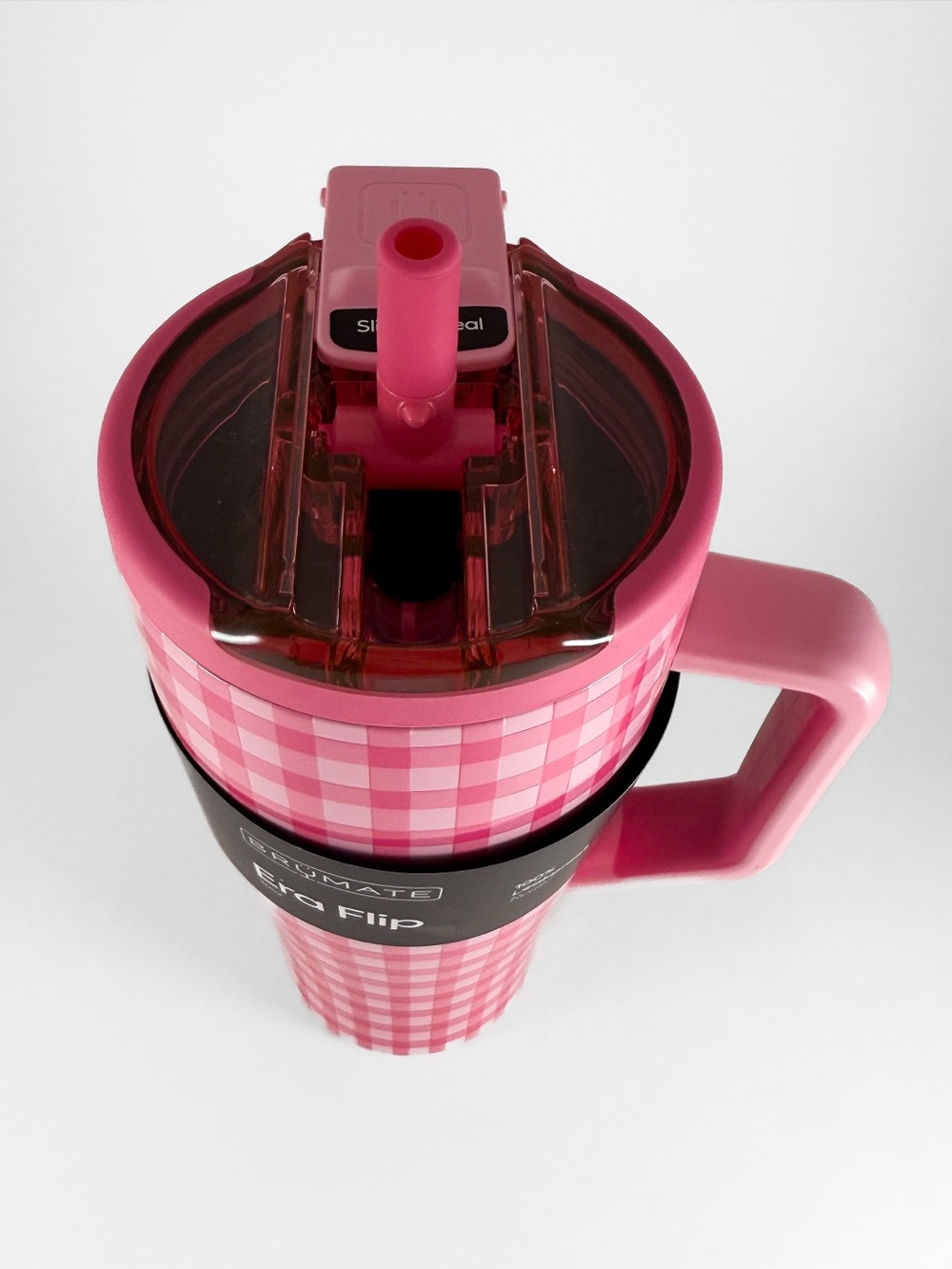 BruMate 30oz Stainless Steel Era Flip Water Bottle - Pink Gingham - Madi Nelson - Picture 6 of 14